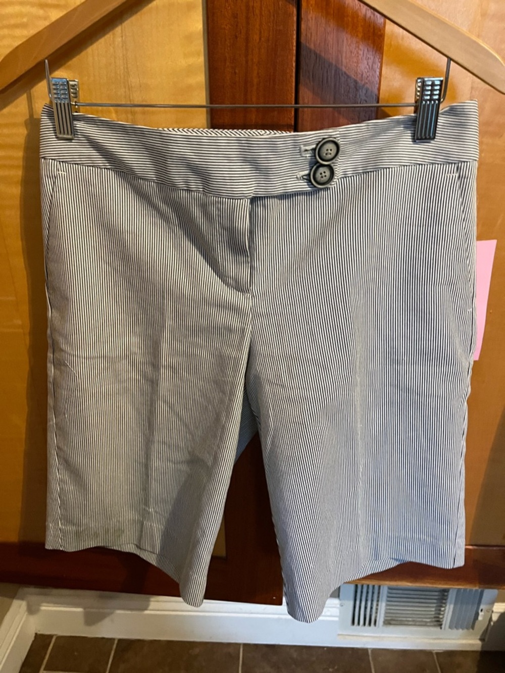 attention Striped Black and White Bermuda Shorts